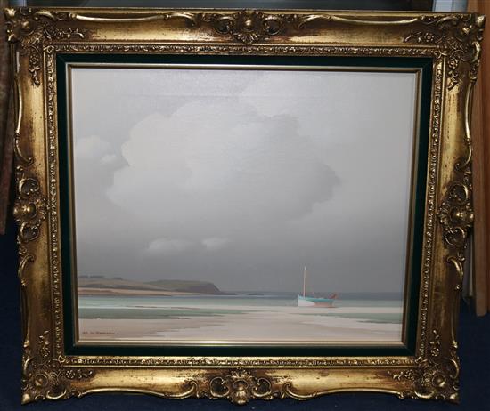 § Pierre de Clausades (1910-1976) Landscape with beached boat 15 x 18in.